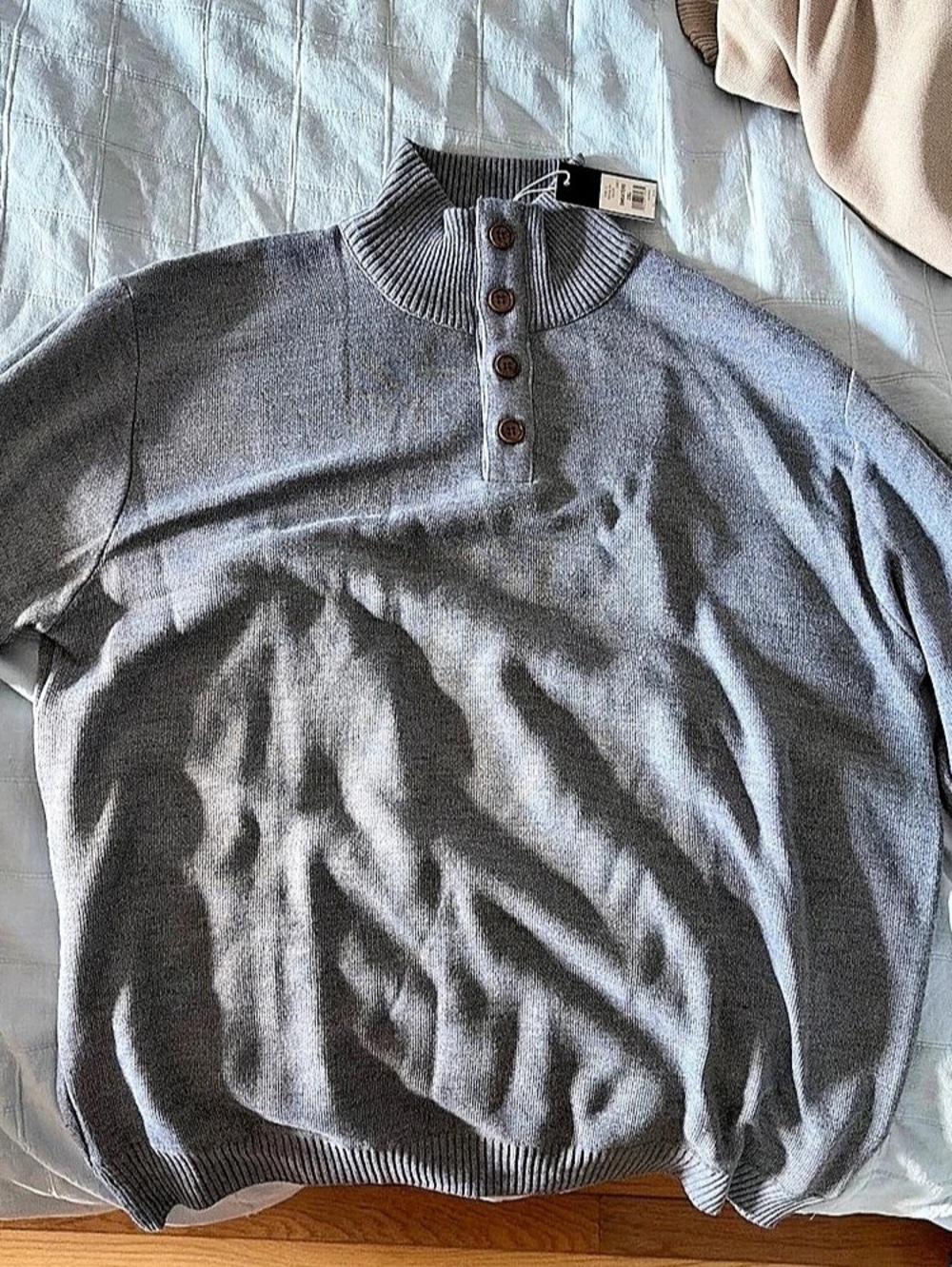 Portabella Fashion Gray Button-Front Sweater turtleneckish Size 2XL NWT